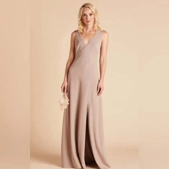 Taupe Bridesmaid Dress Chiffon Size Large | Birdy Grey Minae Taupe Bridesmaid Dress Chiffon Size Large | Birdy Grey Minae